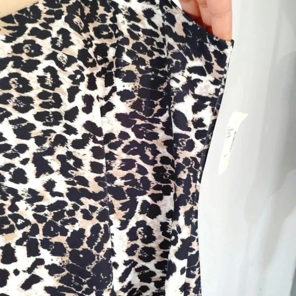 CLEARANCE Saks Fifth Avenue Dress Leopard Print Animal Sleeveless High Collar - Picture 5 of 16